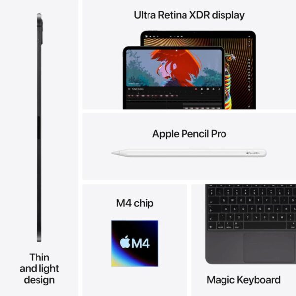 Apple iPad Pro 11-inch (M4) 256GB, Wi-Fi 6E + 5G Cellular with eSIM Space Black