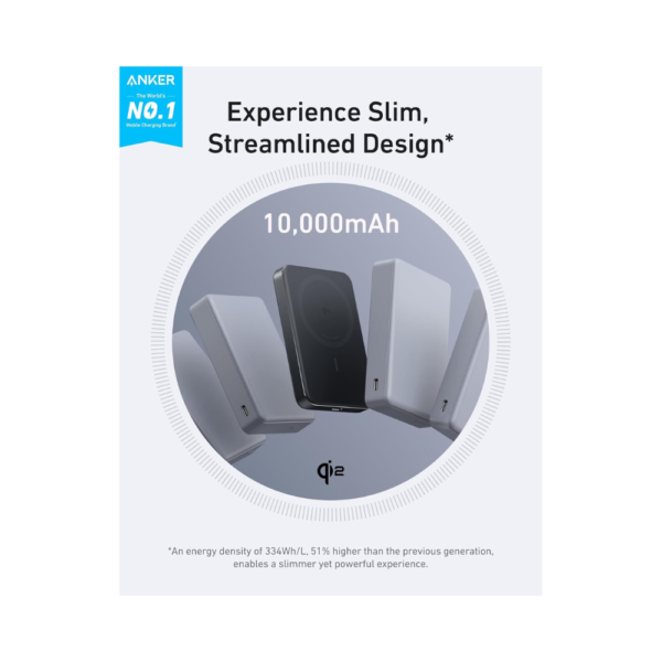 Anker MagGo Power Bank, Ultra-Slim 10,000mAh, 15W Ultra-Fast MagSafe Compatible Portable Charger