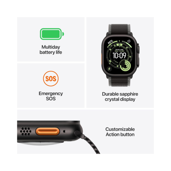 Apple Watch Ultra 3 GPS + Cellular, 49mm Black Titanium Case with Black Ocean Band